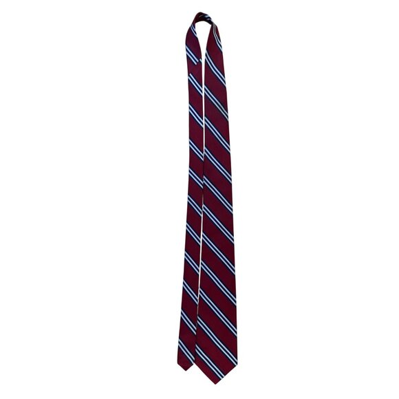The Burlington Knot By J. Press Red & Navy Stripes 100% Silk Tie Classic Design - Picture 5 of 8